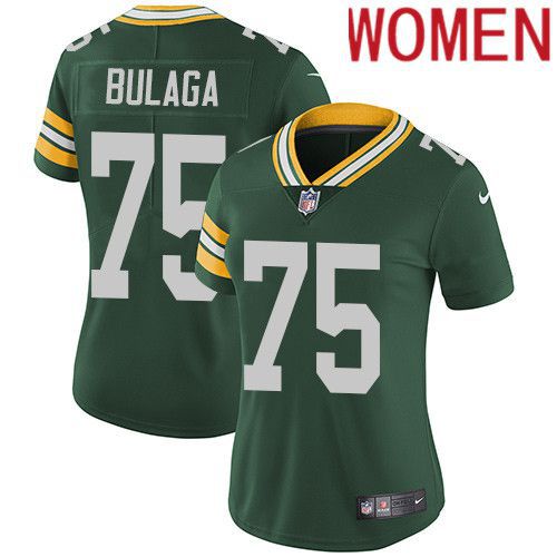 Women Green Bay Packers #75 Bryan Bulaga Green Nike Vapor Limited NFL Jersey->women nfl jersey->Women Jersey
